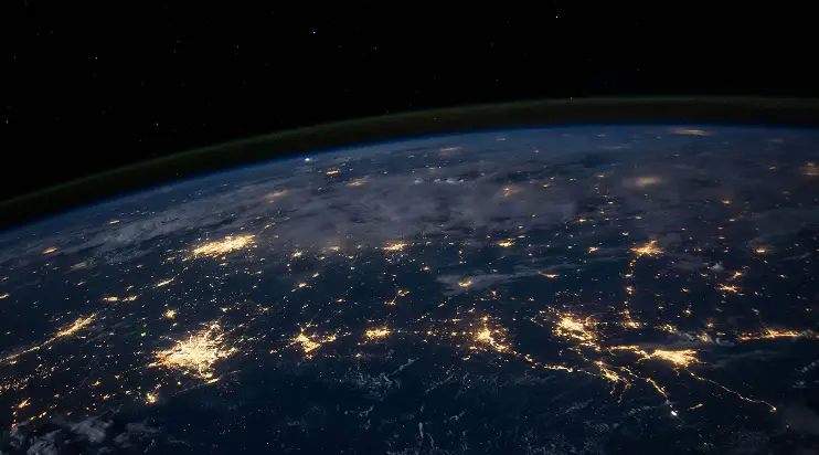 global map with highlights of technology